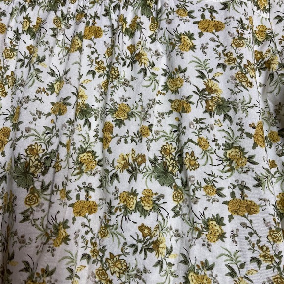 Max Studio Women's White Yellow Floral Print Top Button-Up Knot Size Large - Picture 2 of 8
